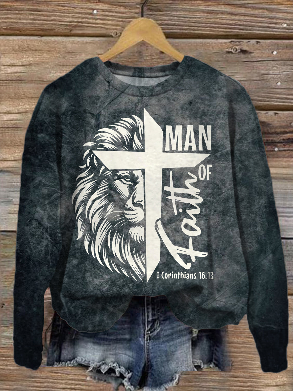 Man Of Faith Printed Long Sleeve Casual Top