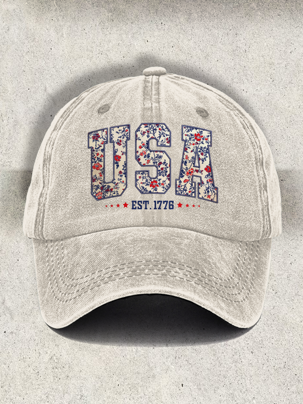 Floral USA Printed Baseball Cap