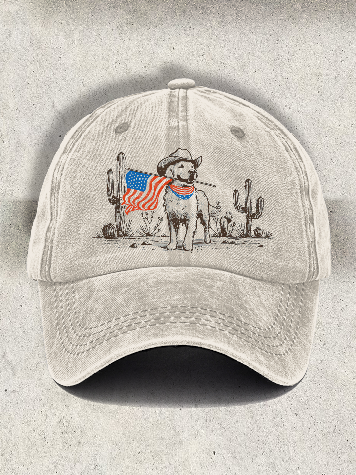 Western Dog 4th of July Printed Baseball Cap