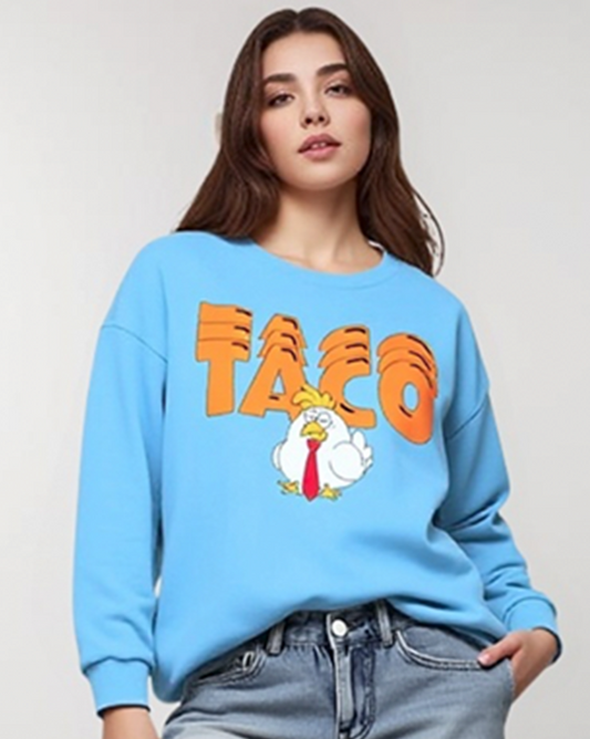 Tr Always Chickens Out Printed Long Sleeve Casual Top