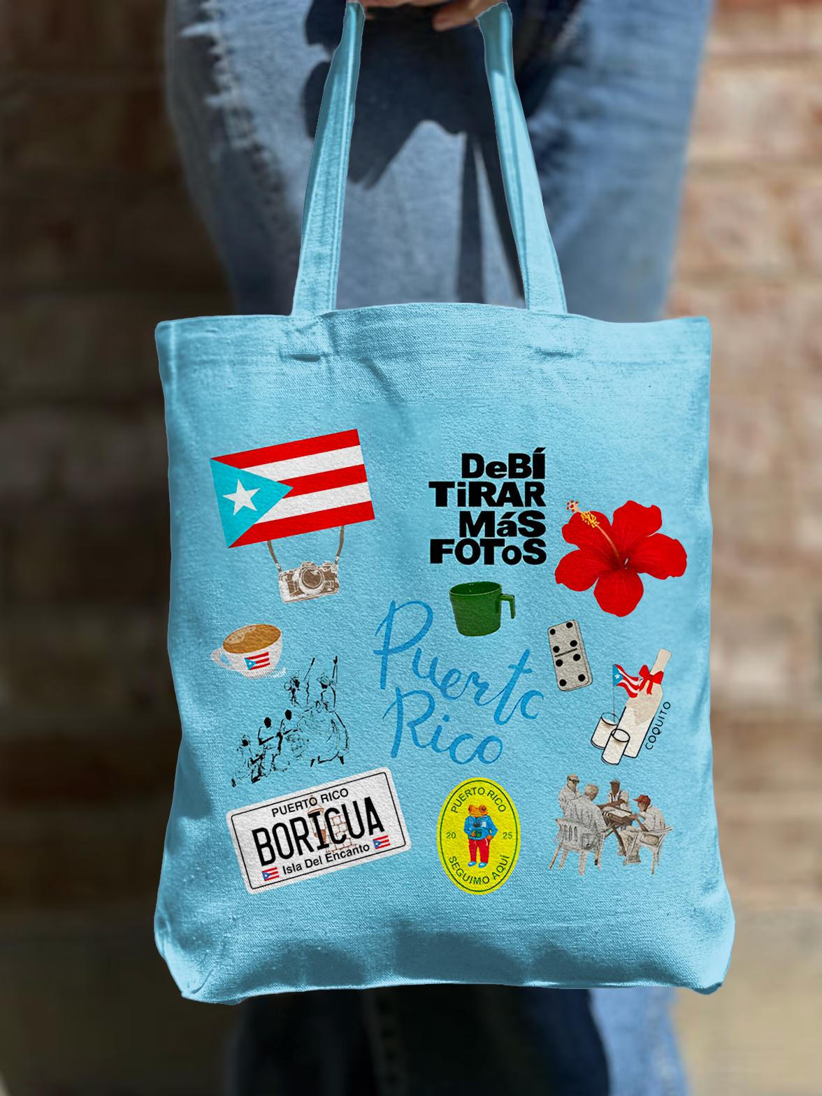 Bad Bunny Dtmf Puerto Rico Printed Shoulder Zipper Canvas Bag