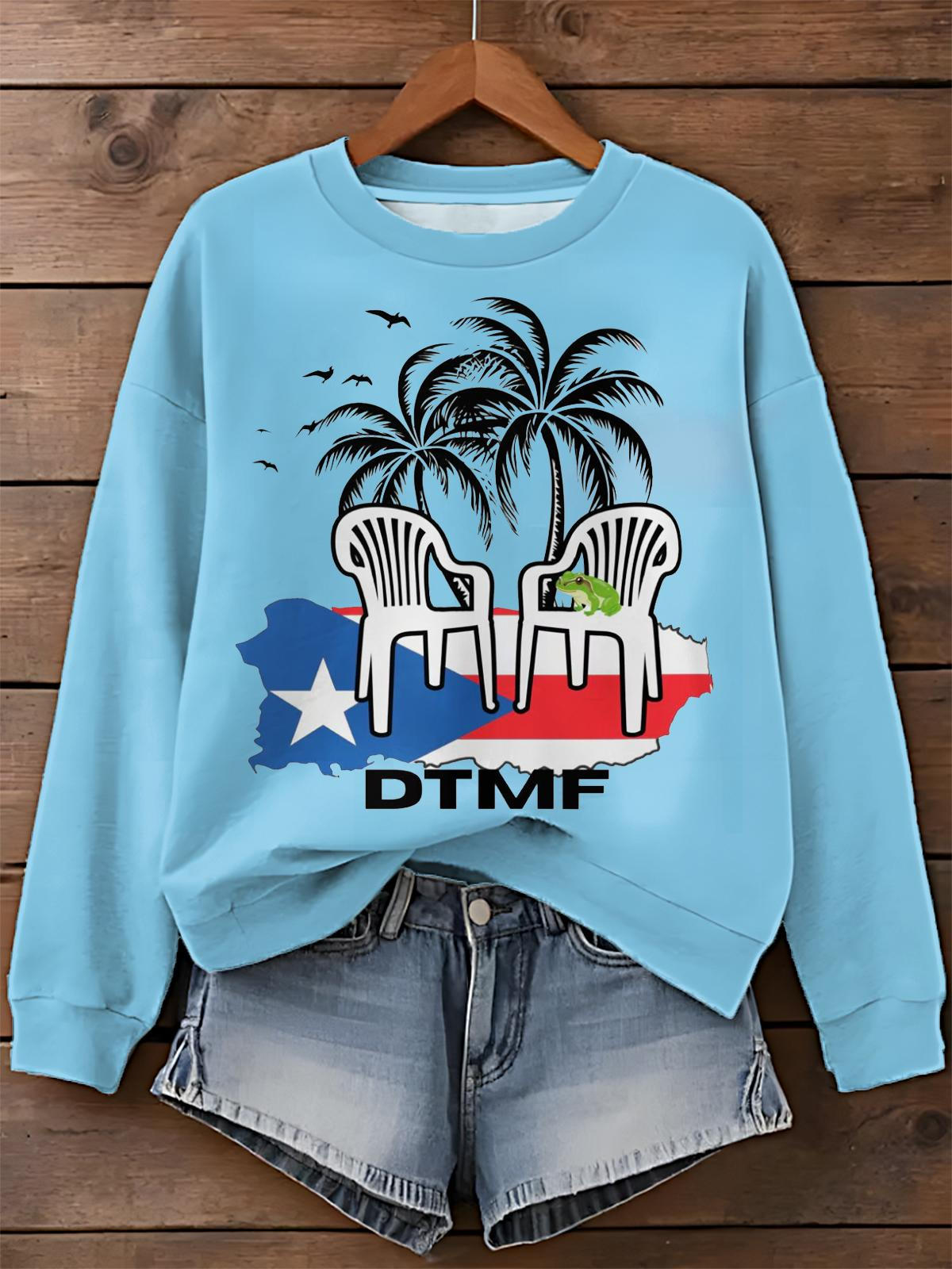 Bad Bunny Dtmf Island Vibes Printed Long Sleeve Casual Top