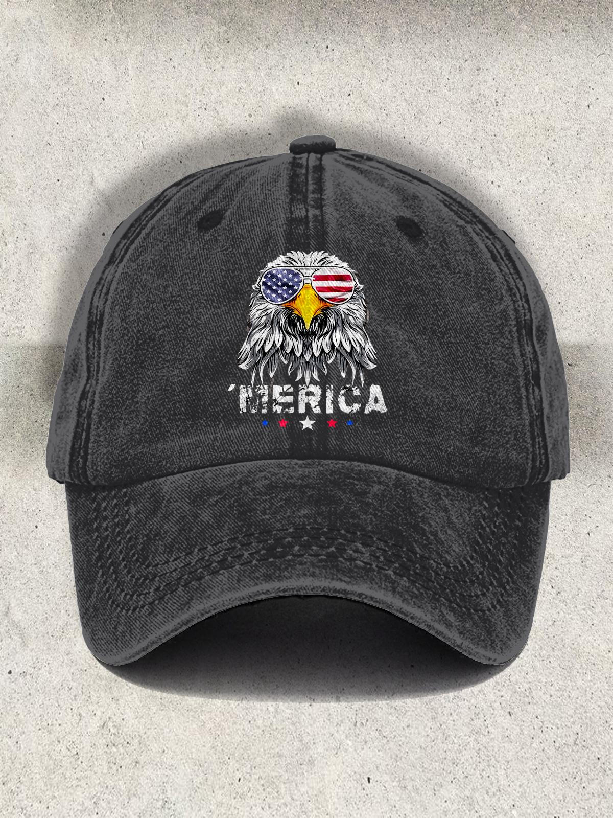 Vintage Flag Eagle Print Baseball Cap